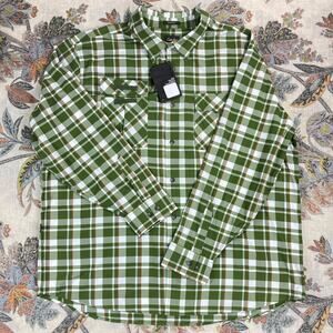 Cabela's Classic Fit Green White Long Sleeve Button Shirt 2XL